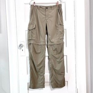Columbia Omni-Shade Mens Hiking Cargo Pants Shorts 32 x 32 Khaki Tan Convertible